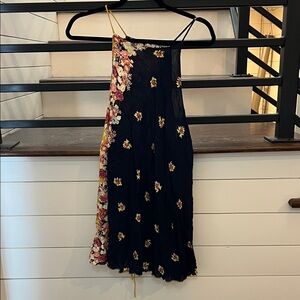 Free People Floral Slip - Navy and Yellow
